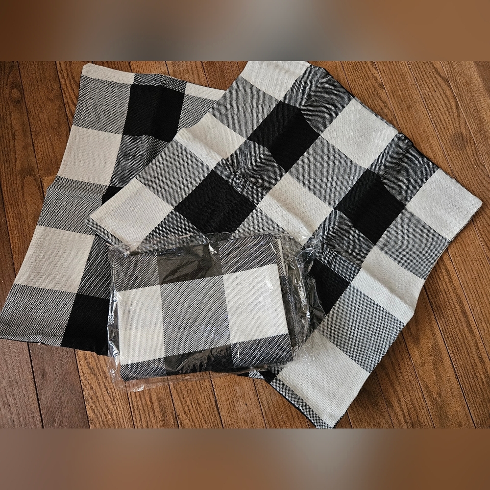 x2 Pillow Covers 18 X 18 Cushion Decorative Sham Black White Buffalo Check Home